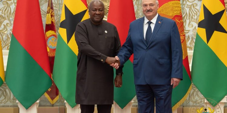 President John Dramani Mahama [left], Alexander Lukashenko, President of the Republic of Belarus [right]