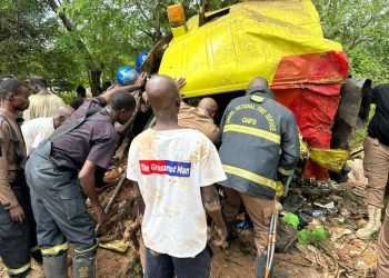 Fire fighters at the accident scene
