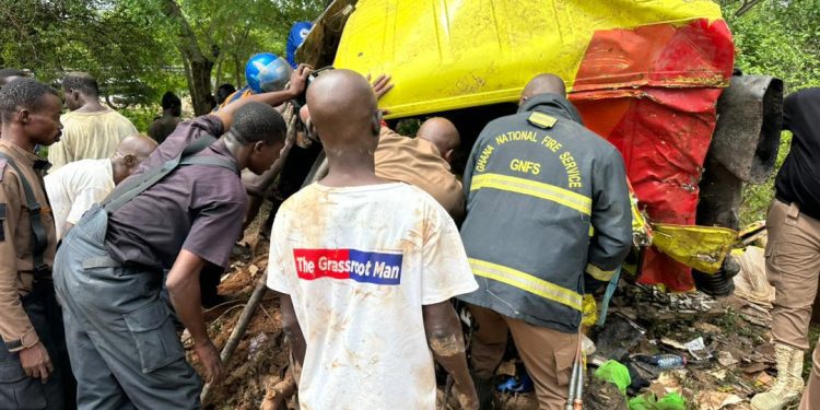 Fire fighters at the accident scene