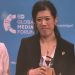 Claire Lai (M) receiving the DW Freedom of Speech Award on behalf of his jailed Father Jimmy Lai