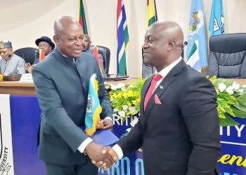 Minister for Transport, Mr Joseph Bukari Nikpe [left].