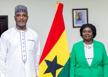 Minister for Interior Mubarak Muntaka(left), Prof Jane Naana Opoku-Agyemang
