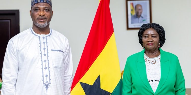 Minister for Interior Mubarak Muntaka(left), Prof Jane Naana Opoku-Agyemang