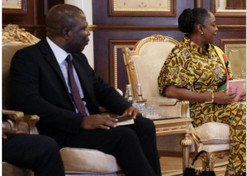 Felicia Adjei, Kintampo South MP, [right], with President of the Presidential Council of Libya, Mohamed Al-Menfi [left]
