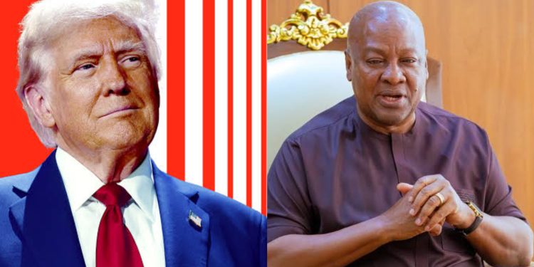 US President Donald J. Trump (left) and Ghana President John Dramani Mahama (right)