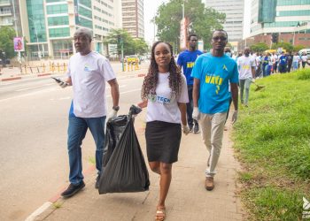 Management and staff of the Ghana Export-Import Bank (GEXIM), led by the Deputy Chief Executive Officer for Finance and Administration, Mr. Victor Easmon, participating in the National General Clean-up Exercise in Accra, on Friday, 10th July 2026.
