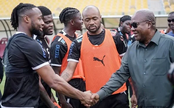 President John Dramani Mahama with the Black Stars