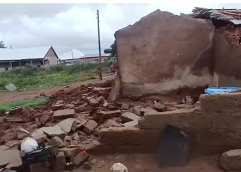 One of the houses destroyed by the rainstorm.