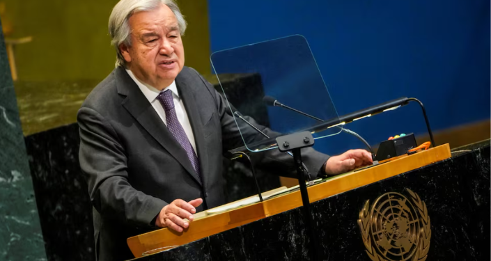 United Nations Secretary-General Antonio Guterres speaks to delegates during a meeting on Nuclear Non-Proliferation Treaty at U.N. headquarters in New York City, U.S., April 27, 2026. REUTERS/Eduardo Munoz/File Photo Purchase Licensing Rights