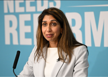 Former Conservative Home Secretary Suella Braverman speaks during a press conference following her defection to Reform UK on January 26. Getty images