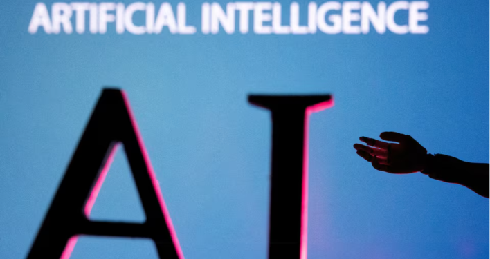 AI (Artificial Intelligence) letters and robot hand miniature in this illustration taken, June 23, 2023. REUTERS/Dado Ruvic/Illustration/File Photo Purchase Licensing Rights