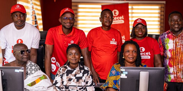 Telecel Ghana employees hand over renovated and equipped computer lab to Anum-Asikuma in the Eastern Region.