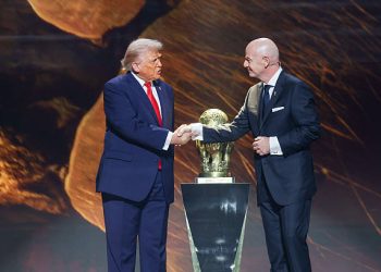 WASHINGTON, DC - DECEMBER 5: FIFA President Gianni Infantino and U.S. President Donald Trump during the FIFA World Cup 2026 official draw at John F. Kennedy Center for the Performing Arts on December 5, 2025 in Washington, DC. (Photo by Tasos Katopodis - FIFA/FIFA via Getty Images)
