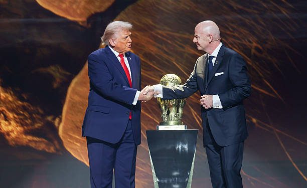 WASHINGTON, DC - DECEMBER 5: FIFA President Gianni Infantino and U.S. President Donald Trump during the FIFA World Cup 2026 official draw at John F. Kennedy Center for the Performing Arts on December 5, 2025 in Washington, DC. (Photo by Tasos Katopodis - FIFA/FIFA via Getty Images)