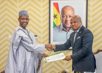 Minister for Foreign Affairs, Samuel Okudzeto Ablakwa, [right] Nigerian High Commissioner-designate of Nigeria to Ghana, Shehu ILU Barde [left]