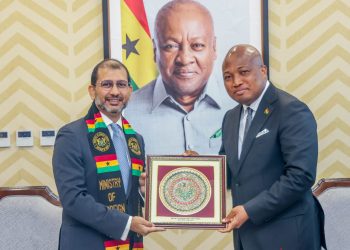 Minister for Foreign Affairs, Samuel Okudzeto Ablakwa [right] India's new High Commissioner to Ghana, His Excellency Surinder Bhagat [left]